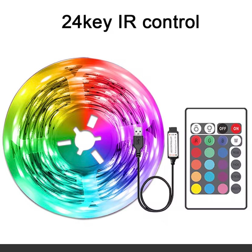Ruban LED RGB USB avec Télécommande IR – 5m / 10m / 20m / 30m – Éclairage Multicolore pour Chambre, TV et Gaming